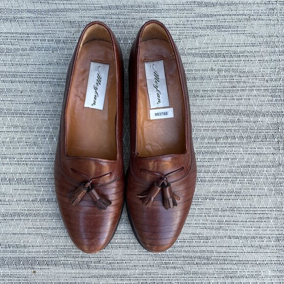 Mezlan Brown Leather Tassel Loafers Men's Size 9 Slip On Shoes Handmade in Spain - Picture 1 of 10